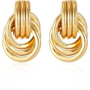 Trendy Gold Knot Heart Earrings for Women Colored Drop Dangle Statement Trendy